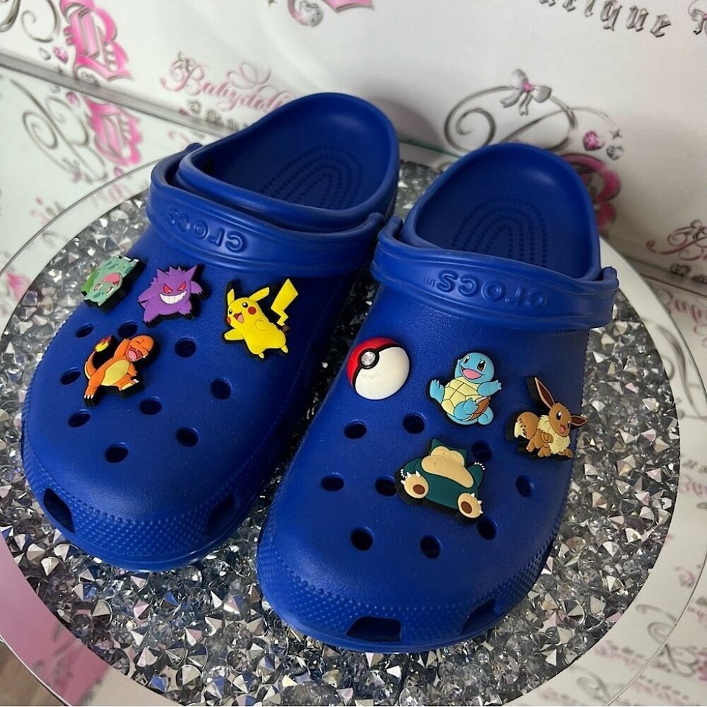Crocs pokemon Blue Clogs Fun character jibitz grengar pickachu pokeball 8 Charms